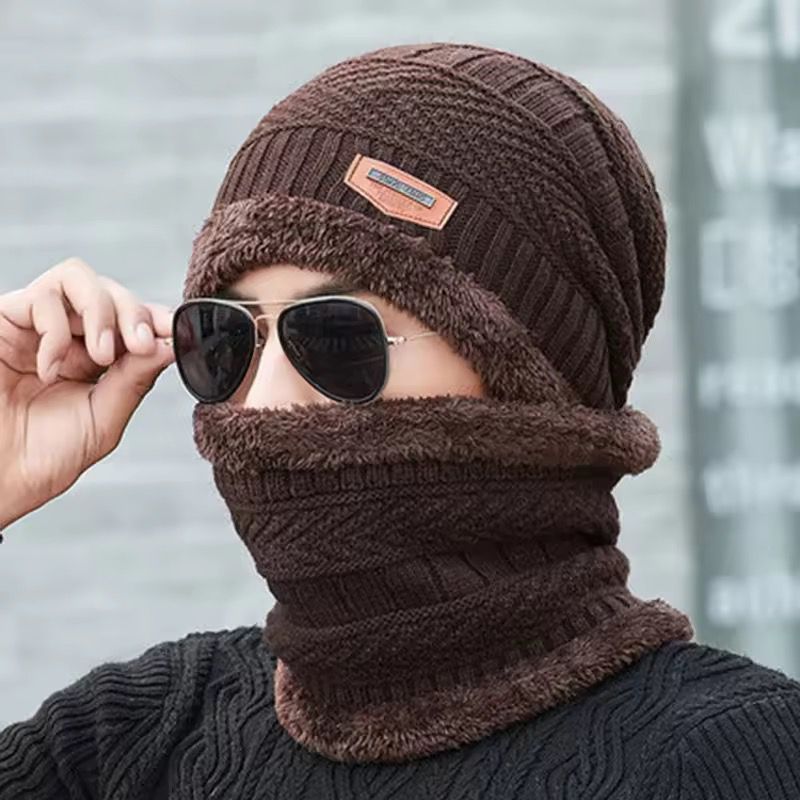 Premium Knitted Beanie Cap, Neck Gaiter And Touchscreen Gloves Combo Pack Complete Winter Essentials For Cold Weather Protection (Blue)