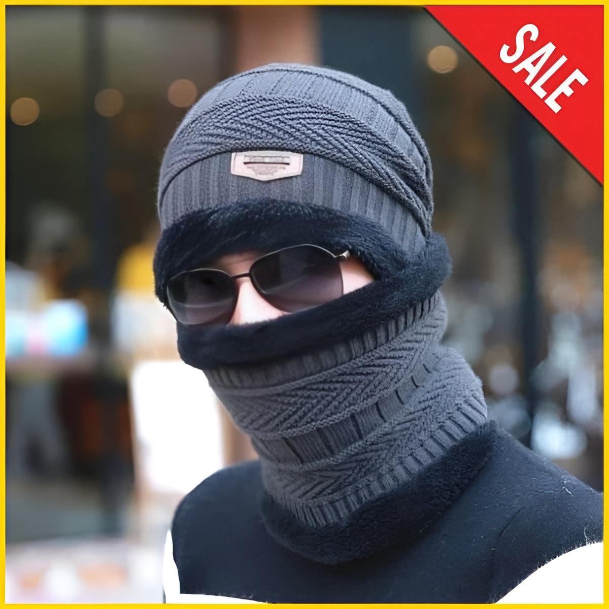 Wool Cap With Neck Warmer | Beanie And Scarf Set With Fleece Mask | Winter Thermal Wool Cap For Men And Women (Blue)