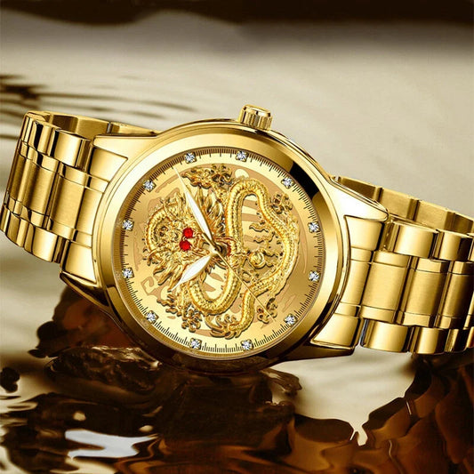 Men Gold Dragon Watch Waterproof (Cash on Delivery Free)