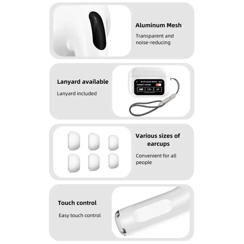 A9 Pro AirPods, Black & White, ANC, LED Display & Smart Features(Free Delivery no Extra Charges)