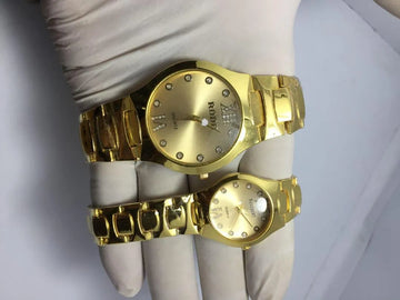 Gold-Tone Couple Watch Set RODO 2-Piece Luxury Formal Wear
