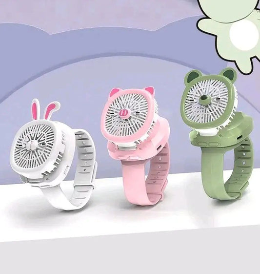 Watch Fan Cartoon with Wrist Strap Rechargeable 3Levels Adjustable Handheld Fan for TravelLow