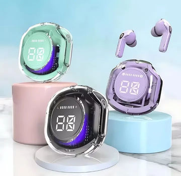 Air39 Transparent Wireless Earbuds – LED Display, HD Bass & Gaming TWS