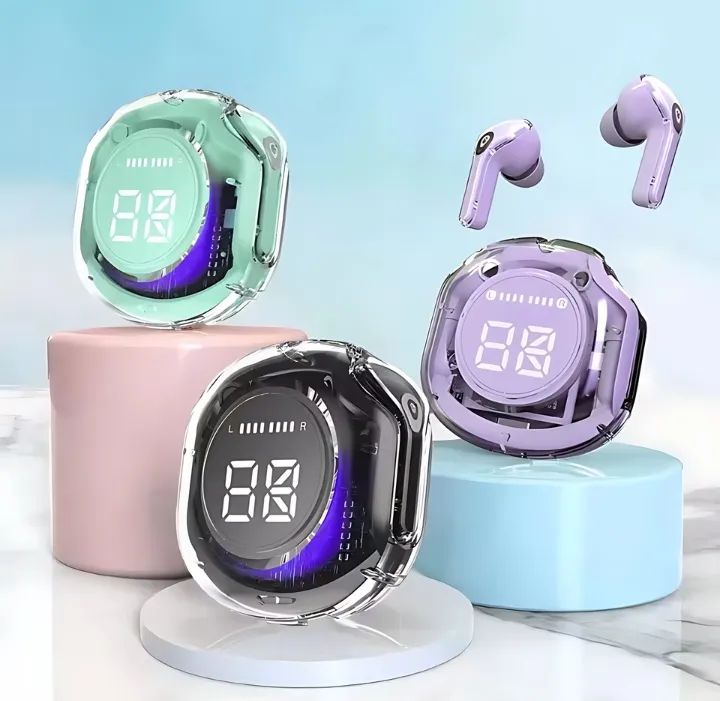 Air39 Transparent Wireless Earbuds – LED Display, HD Bass & Gaming TWS