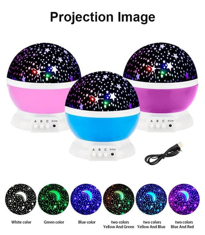 360° Rotating Starry Sky LED Night Light Projector (Multicolor, Random)