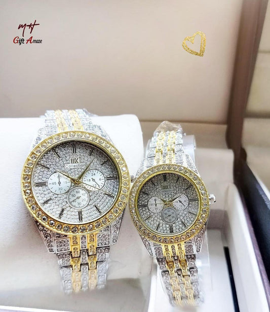 Stylish Quartz Couple Watches - 2 Pcs Set