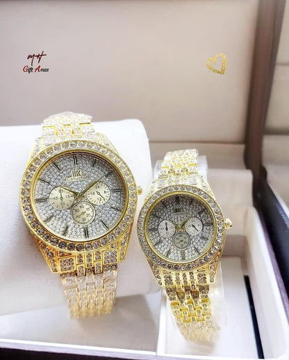 Stylish Quartz Couple Watches - 2 Pcs Set