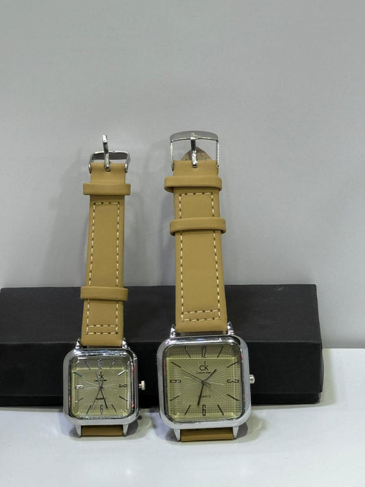 Plain Leather Strap Couples Watch