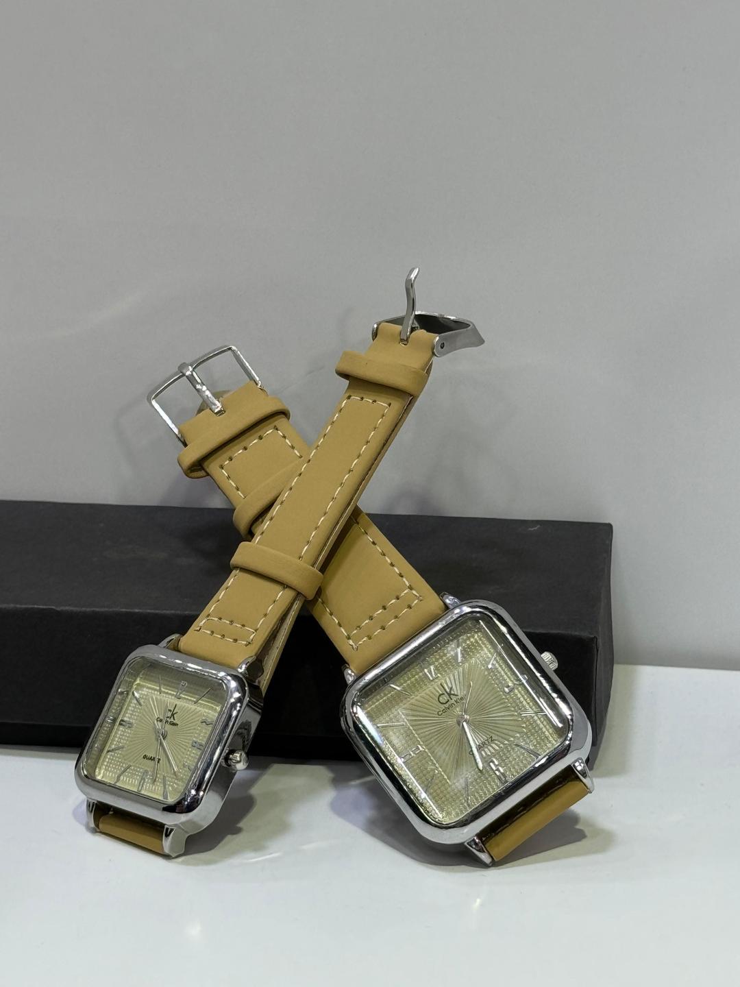 Plain Leather Strap Couples Watch