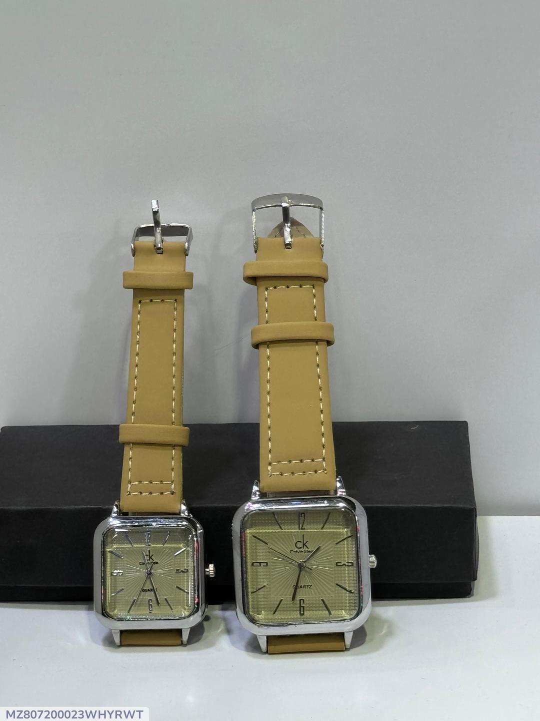 Plain Leather Strap Couples Watch