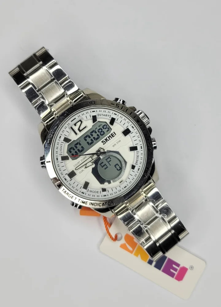 SKMEI 1391 Dual Time Watch | Rs. 4,499 | Free Delivery All Over Pakistan | White & Black Dial