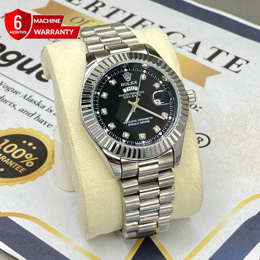 RLX Oyster Perpetual Analog Quartz Movement Chain Watch With Date & Day Display