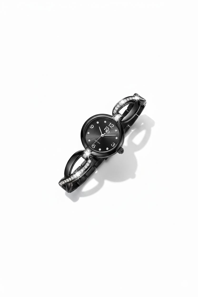 RTJ-181 Elegant Zircon Korean Watch –Black