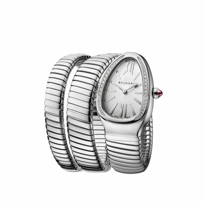 Triple‑Wrap Snake Watch | Diamond‑Set Bezel | Golden
