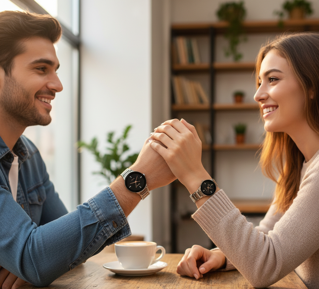 POSITIF Couple Watch – Elegant Matching His & Her Timepieces | Stylish Pair Gift For Lovers, Anniversary & Special Occasions (random colour)