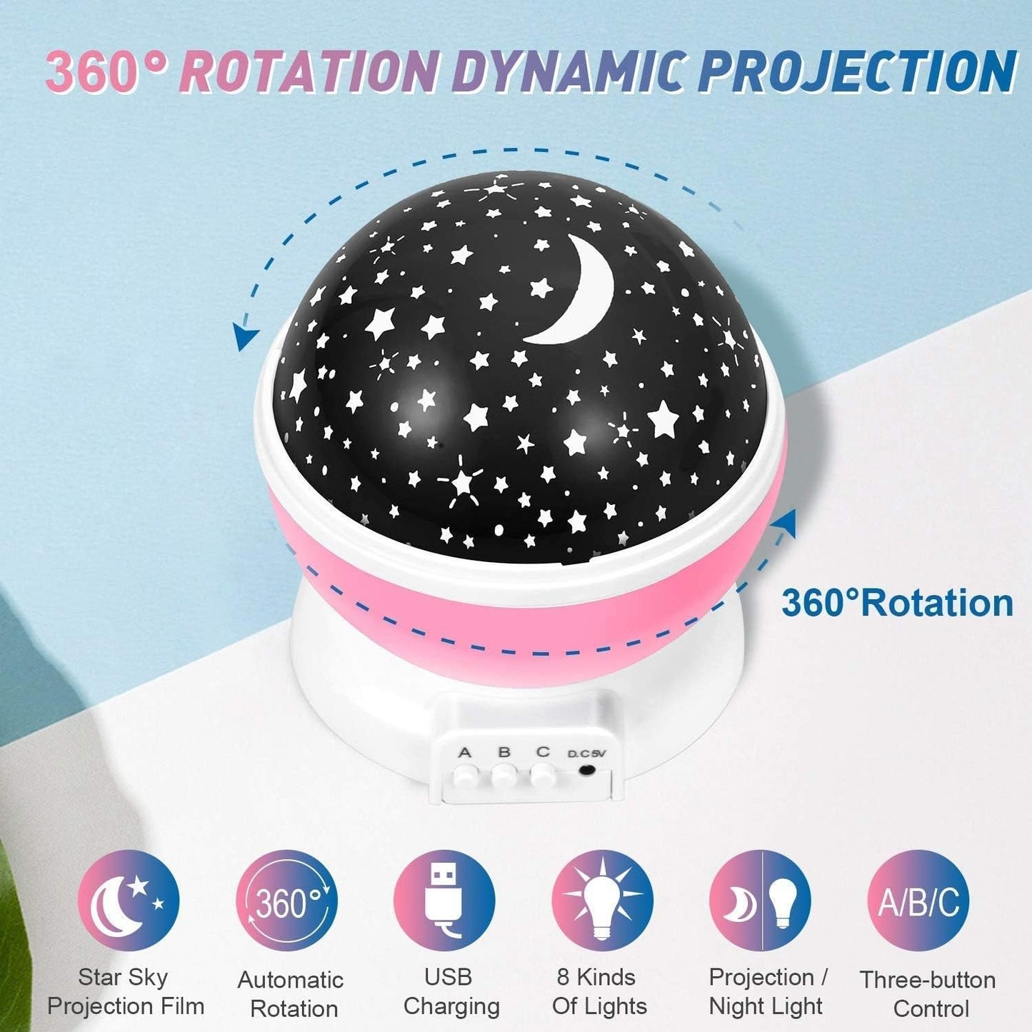 360° Rotating Starry Sky LED Night Light Projector (Multicolor, Random)