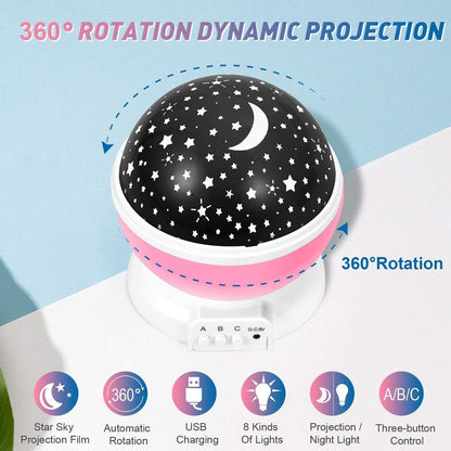360° Rotating Starry Sky LED Night Light Projector (Multicolor, Random)