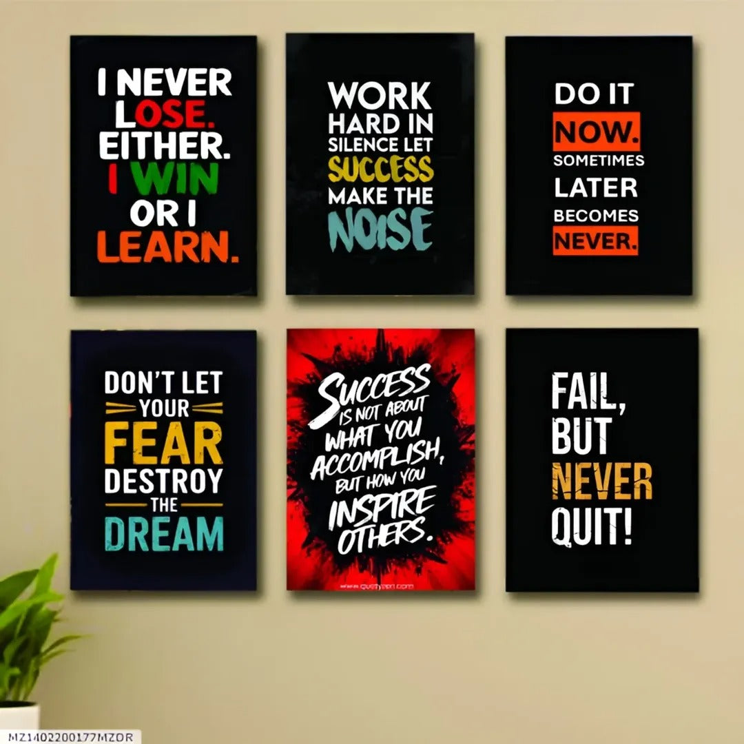 6 Motivational Quote Frames – Wooden Canvas Phototiles (8×11”) for Wall Decor