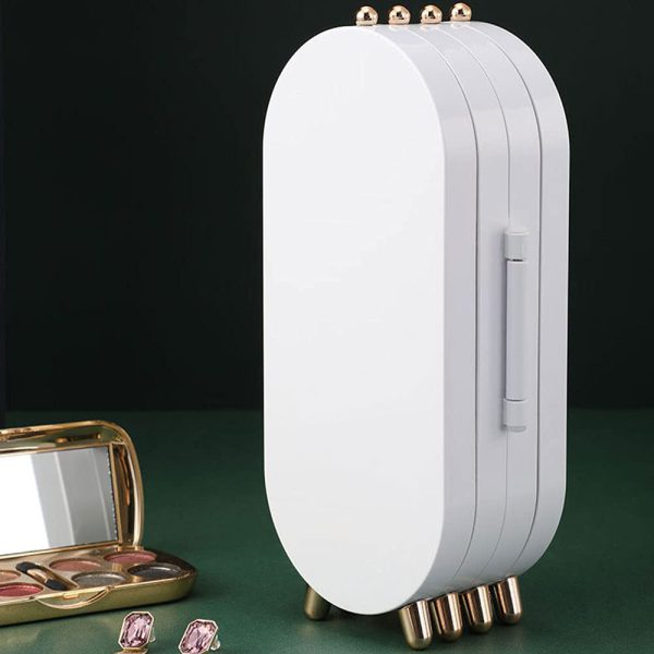 Foldable Jewelry Box Organizer with Mirror – Dustproof Storage & Display Case