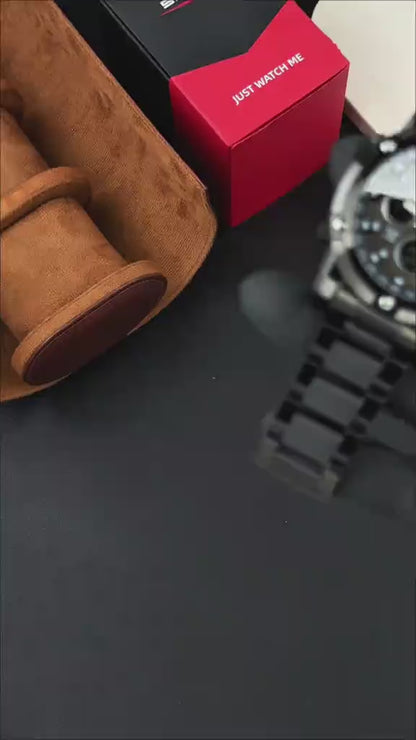 SKMEI 1389 Dual Time Analog Digital Stainless Steel Watch – Silver & Black – Free Delivery
