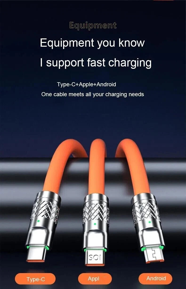 3 in 1 Multi USB Charger Charging Cable Cord For USB-C Micro USB Android IPhone