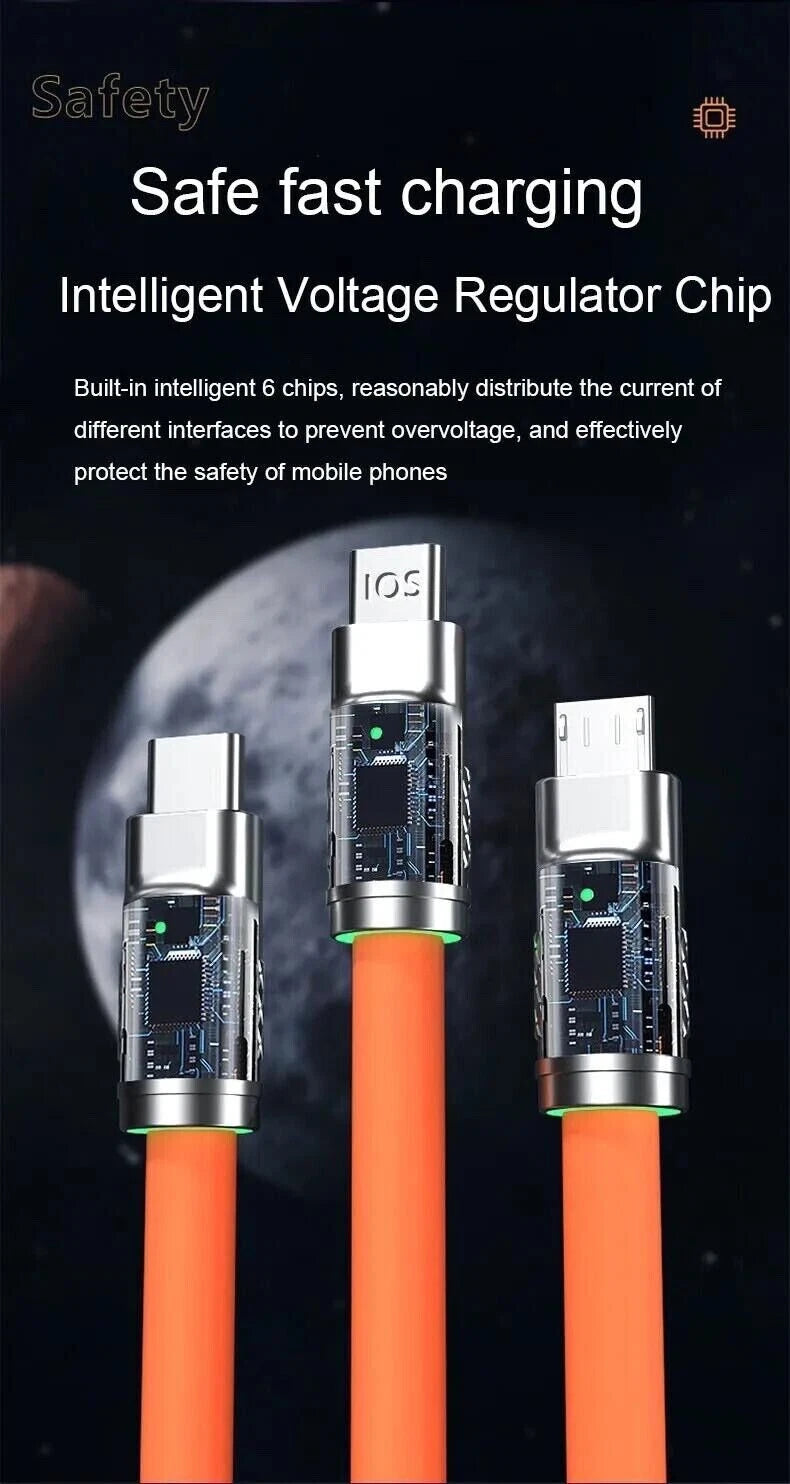 3 in 1 Multi USB Charger Charging Cable Cord For USB-C Micro USB Android IPhone