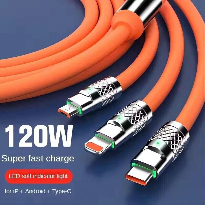 3 in 1 Multi USB Charger Charging Cable Cord For USB-C Micro USB Android IPhone