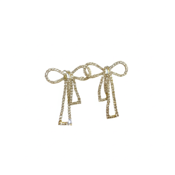 PQT-985 Bow Shape Zircon Korean Earrings – Elegant Golden Color Women’s Jewelry